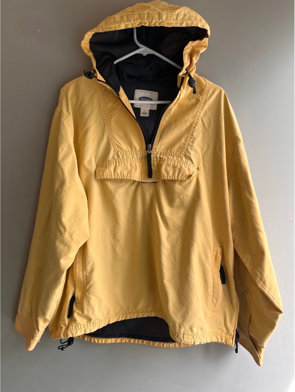 Vintage 90s Old Navy Hooded Pullover Anorak Windbreaker Jacket Yellow Large